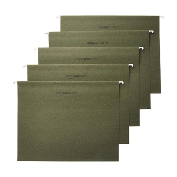 Amazon Basics Hanging Organizer File Folder, Letter Size, Green - Pack of 25